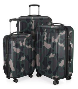 HAUPTSTADTKOFFER - Spree - Kofferset 3tlg Hartschalenkoffer Reisekoffer mit Erweiterung Set, TSA, 4 Rollen, S M & L,Camouflage