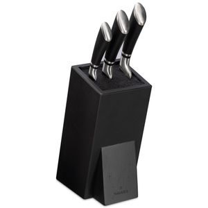 Navaris Messerblock aus Akazienholz mit Borsteneinsatz - Messer Block unbestückt  aus Holz - universal für Küchenmesser Kochmesser Kochbesteck - schwarz