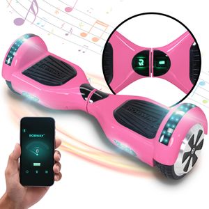 ROBWAY W1 - Hoverboard für Erwachsene & Kinder - 6,5 Zoll - 15 km/h - 20 km - Self-Balance - Bluetooth - App - 700 Watt - LEDs (Pink)