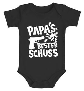 Baby Body Papas bester Schuss Papa-Sprüche lustig Vatertagsgeschenk Baumwolle Jungen & Mädchen MoonWorks® schwarz 0-3 Monate