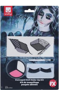 Gruselige Puppe Halloween Schmink-Set weiss-grau-schwarz