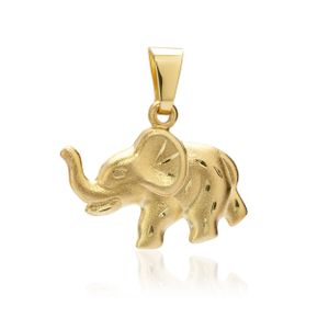 NKlaus Kettenanhänger Elefant klein 333 Gelb Gold 15,5mm Beidseitig Tragbares Amulett 8635