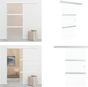vidaXL Drzwi przesuwne z miękkimi stoperami ESG szkło i aluminium 90x205cm - Szklane drzwi - Szklane drzwi - Drzwi - Drzwi