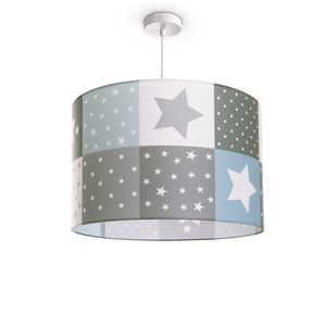 Kinderlampe Deckenlampe LED Pendelleuchte Kinderzimmer Lampe Sternen Motiv E27, Lampenschirm: Blau (Ø45.5 cm), Lampentyp: Pendelleuchte Weiß