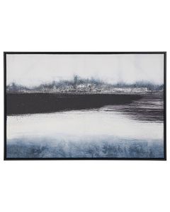 BELIANI Leinwandbild Blau Schwarz Weiß Stoff Canvas MDF-Platte 93x63 rechteckig horizontal Schattenfugenrahmen Landschaft Wohnzimmer Schlafzimmer Büro