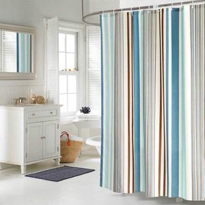 Duschvorhang Textil 200x200 Farbige Streifen Schimmelresistenter und Wasserabweisend Shower Curtain mit 12 Weiß Duschvorhangringen
