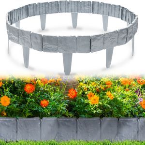 Yakimz 30 Stück 7,5 M Rasenkante Stein Beeteinfassung Beetbegrenzung PP-Rasenkanten rasenkante kunststoff für Garten,Wiese,Grau