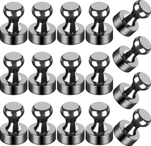 16 Stück starke Kühlschrankmagnete, schwarze Kühlschrankmagnete, Pinnwandmagnete, starke Whiteboardmagnete für Kartenpins, Küche, Büro, Schule, Erwachsene, Reißzweckenmagnete, trocken abwischbare Magnete