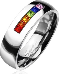 Damen Ring Edelstahl Regenbogen Zirkonia Kristall Herren Bandring Autiga® silber 57 - Ø 18,14 mm