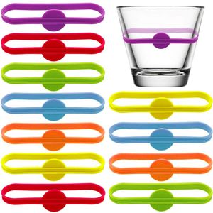 12X Silikon Getränkemarker Trinkglas Markierung Getränkemarker Teebeutelhalter Glasmarkierung für Party Weinglas