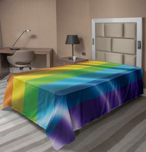 ABAKUHAUS Regenbogen Bettlaken, Stolz-Flagge inspiriertes Design mit klaren Farben Liebe gewinnt Geschlecht Freiheit LGBT Themed, weiches bequemes oberes Bettlaken für ein dekoratives Bett 1 Stück 260 cm x 168 cm, Mehrfarbig