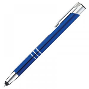 Touchpen Kugelschreiber aus Metall / Farbe: blau
