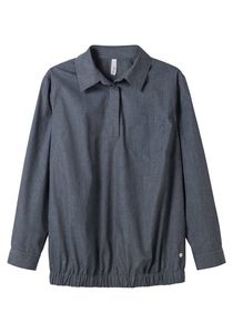 sheego Damen Große Größen Tunika mit Hemdkragen und Knopfleiste Tunika Citywear sportlich V-Ausschnitt Knopfleiste unifarben