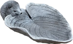 stoneandstyle Vogeltränke Insektentränke Igel auf Blatt Steinfigur frostfest winterfest wetterfest