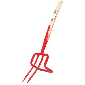 IDEAL 670-50030 IDEAL Unkrautstecher mit Stiel, 2 Zinken, rot/natur