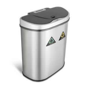 Rijoka Sensor Mülleimer 70L - mit 2x 35L Fächern - Edelstahl - Mülltrennung – Soft Close – Fingerabdruck frei – Modern Design