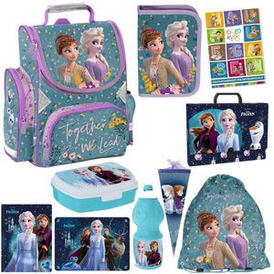 Eiskönigin Frozen SET 10 Teile Schulranzen Ranzen Federmappe Turnbeutel Brotdose Trinkflasche Aktentasche Sammelmappe Sporttasche Zuckertüte Malunterlage Aufgabenheft Grundschule