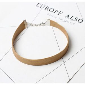 Carla Damenleder Choker-Halskette Elle Beige