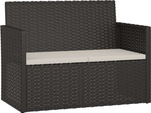 vidaXL Gartenbank mit Kissen Schwarz 105 cm Poly Rattan