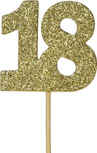 Anniversary House - Tortendekoration, Glitzer, 18. Geburtstag 12er-Pack SG27069 (Einheitsgröße) (Gold)