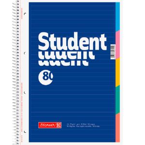 Brunnen 1067901 Collegeblock Student mit Register, A4, liniert, 70 g/m², 80 Blatt