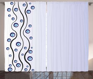 ABAKUHAUS Evil Eye Rustikaler Vorhang, Augen Form Form Linien, Wohnzimmer Universalband Gardinen mit Schlaufen und Haken, 280 x 175 cm, Schwarz Lila Blau
