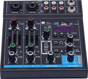 4 kanal Professioneller Audio Mixer Soundboard Bluetooth Vielseitiger Mixer für Party-DJ-Bühne