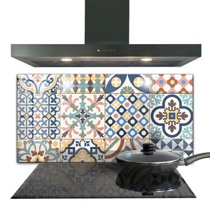 Spritzschutz aus Glas Küchenrückwand - Wandschutz für Herd und Spüle - 120x60 cm - Portugiesische Mosaik-Ornamente