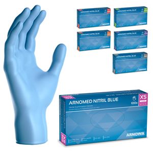 ARNOMED Einweghandschuhe Blau, Nitril Handschuhe 100 Stk, Einmalhandschuhe Gr XS-XXL, Einweg Handschuhe latex- & puderfrei - Gr. XS
