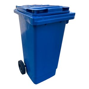 Mülltonne Abfalltonne Reststofftonne 120 Liter laufruhige Vollgummi-Räder blau