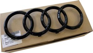 Originálna Audi Black Edition krúžky logo čierna lesklá mriežka chladiča pre Audi A1 S1 GB / A6 S6 RS6 4A C8 / A7 S7 RS7 4K