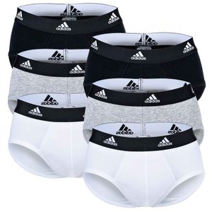 Adidas Herren Slip, 6er Pack - Briefs, Active Flex Cotton, Logo, einfarbig Weiß/Grau/Schwarz L