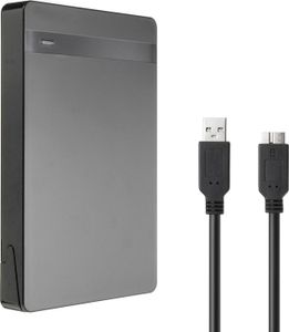 Štíhlý 2,5" externí pevný disk SATA USB 3.0 v počítačové skříni, SSD adaptér s kabelem USB A až B, maximální kapacita, podporuje 1 TB, černý