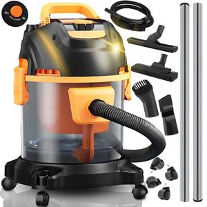 Průmyslový vysavač 1400W Vysavač na mokré a suché vysávání Vysavač popela pro krb a gril Víceúčelový vysavač Vysavač na vodu Dílenský vysavač Žlutý Retoo
