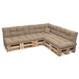 POKAR Palettenkissen mit schöner Steppung Auflage Palettensofa, Größe:8er Set, Farbe:Beige