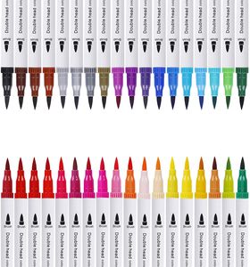 36 Farben Pinselstifte Set Aquarellfarben Filzstifte Doppelfilzstifte Aquarell für Papier Metall Stoffmalerei DIY