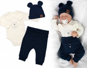 Body z długim rękawem, spodnie dresowe i czapka Little Bear, Baby Nellys, granat, rozmiar 56