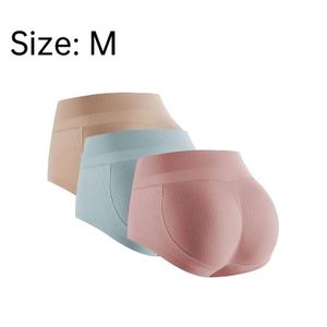 3 STÜCKE Damen Figurformende Miederhose, Miederhose Gepolsterte Hüfte Enhancer Nahtlose Formgebung, Miederhose mit hoher Taille, rosa+beige+blau, M