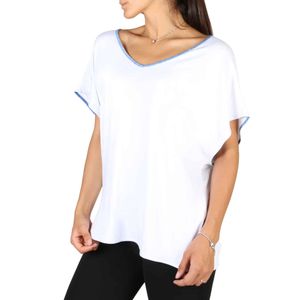 EA7 Damen T-Shirt mit Rundhalsausschnitt, kurzarm, Größe:XS, Farbe:Weiß-weiß,blau