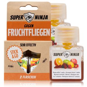 Super Ninja Fruchtfliegenfalle - Standard Pack - 2 Fallen - Hochwirksame Ökologische Fruchtfliegenfalle für Küche und Innenraum - Obstfliegenfalle