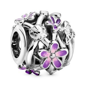 Pandora 798772C02 Srebrny charms ażurowa fioletowa stokrotka