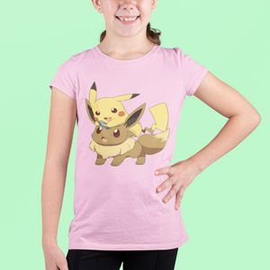 Bio Mädchen T-Shirt Pokemon Evolie Pikachu Pika Eevee Comic Shirt Anime Kids Baumwolle