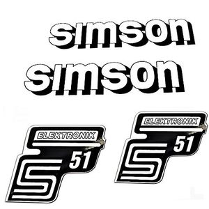 Set Aufkleber Simson S51 Elektronik weiß für Tank und Seitendeckel