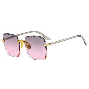 Square Sonnenbrille, Square Retro Durchsichtige Linse Rahmenlose Sonnenbrille für Frauen Männer-Square Rimless Sunglasses Trendige Sonnenbrille(#04)