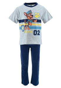 Paw Patrol Chase Kinder Jungen Schlafanzug Pyjama Kurzarm-Shirt + Schlaf-Hose, Farbe:Grau, Größe Kids:116