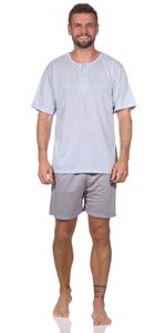 Herren Pyjama Short und T-Shirt Schlafanzug, Grau/L