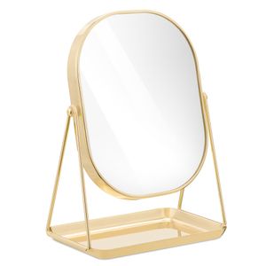 Navaris Kosmetikspiegel Schminkspiegel Tischspiegel mit Schmuckaufbewahrung - Spiegel zum Schminken und Frisieren - Standspiegel mit Aufbewahrung