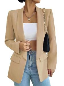Damen Blazer Leicht Mantel Casual Strickjacken Outwear Turn Down Kragen Jacke Cardigan Khaki,Größe 2XL Khaki,Größe 2XL