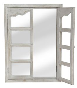 Spiegel Wandspiegel weiß vintage Landhaus Holz Fensterladen Klapptüren