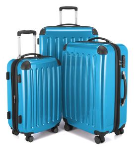 HAUPTSTADTKOFFER - Alex - Sada kufrov, 3 pevné kufre s nadstavcom, 4 kolieska, TSA (S, M a L) , modrá farba